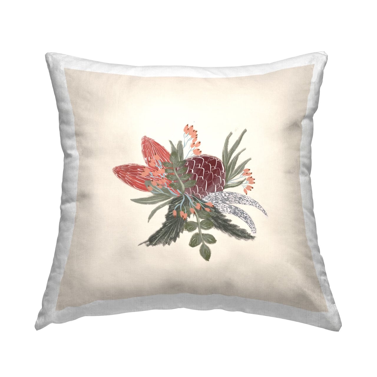 Stupell Industries Casual Cottage Botanical Blooms Flower Buds Throw Pillow, 18" x 18"